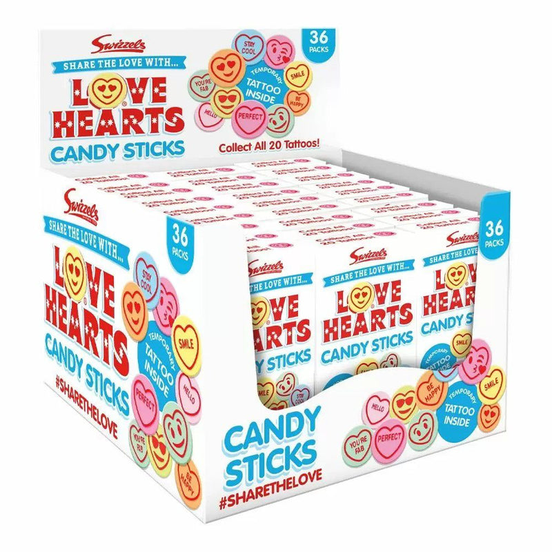 Love hearts candy sticks